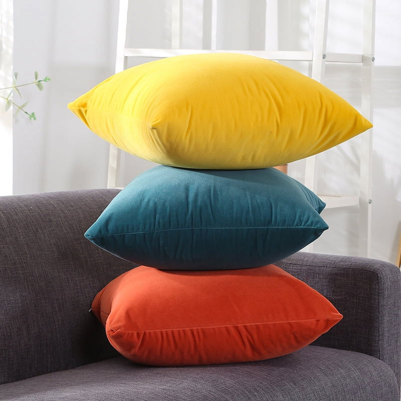 Dtwnek Pack of 2 Soft Thick Velvet Throw Pillow Covers Decorative Solid Square Cushion Cases for Sofa Couch Bedroom Car, 20x20 inch