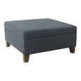 thumbnail image 1 of HomePop Ottomane de Rangement en Tissu Carrée de Style Transitionnel de Luxe 32 Pouces en Bleu Marine Texturé, 1 of 12