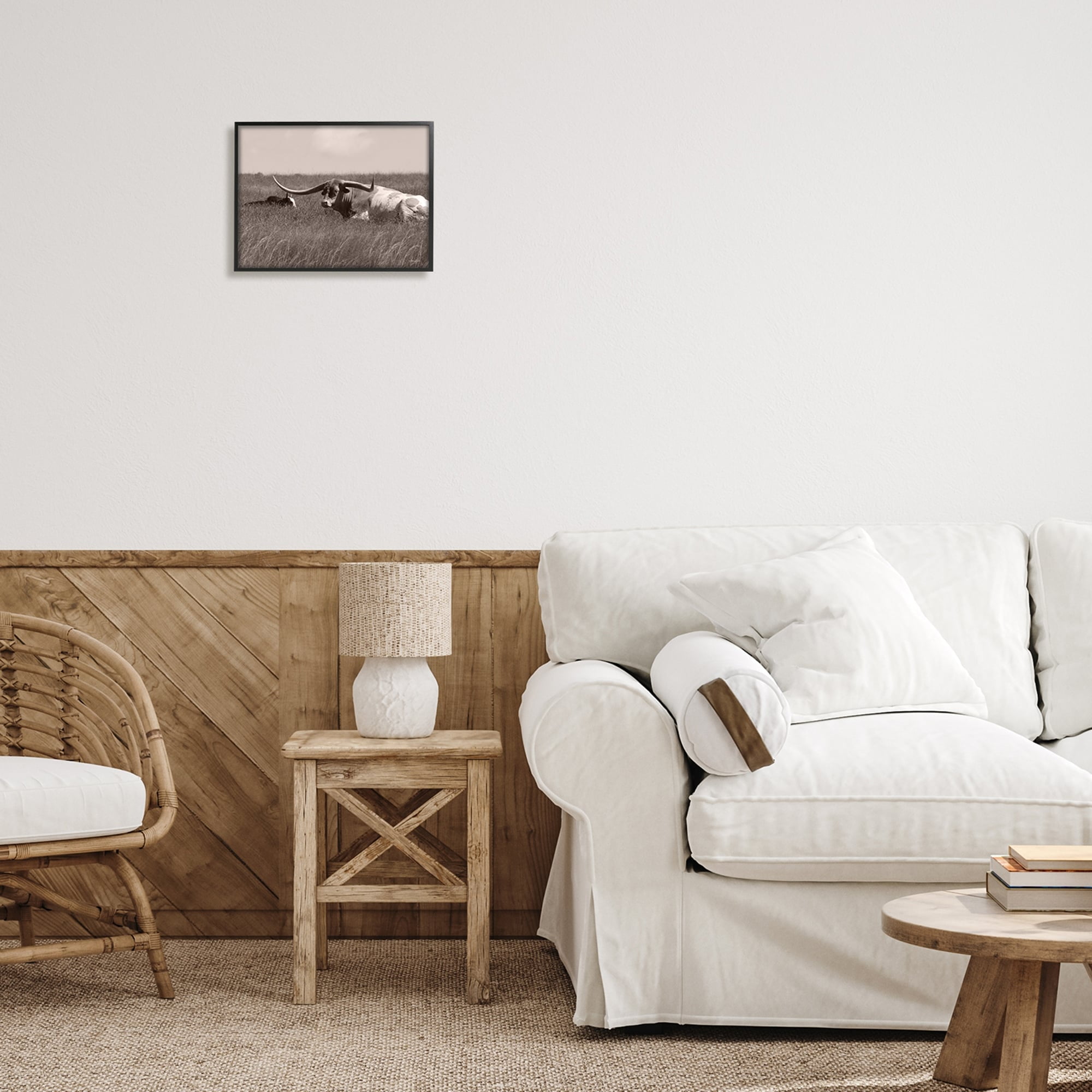 Stupell Industries Longhorn Cattle Basking Countryside Sun Pasture Photography Black Framed Art Print Wall Art, 14x11, by Lori Deiter
