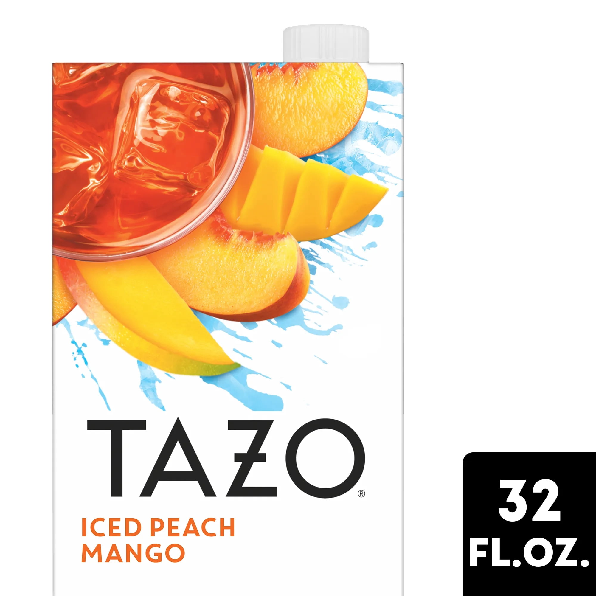 TAZO Iced Peach Mango Herbal Tea Concentrate, Caffeine-Free, 32oz Carton