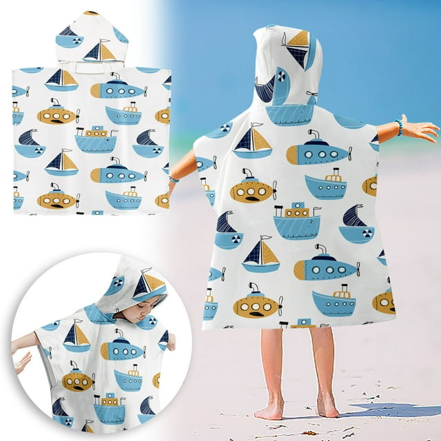 Toalla de playa infantil con capucha - Toalla de cambio portátil para nadar, de secado rápido y resistente a la arena - Perfecta para piscina, playa y viajes
