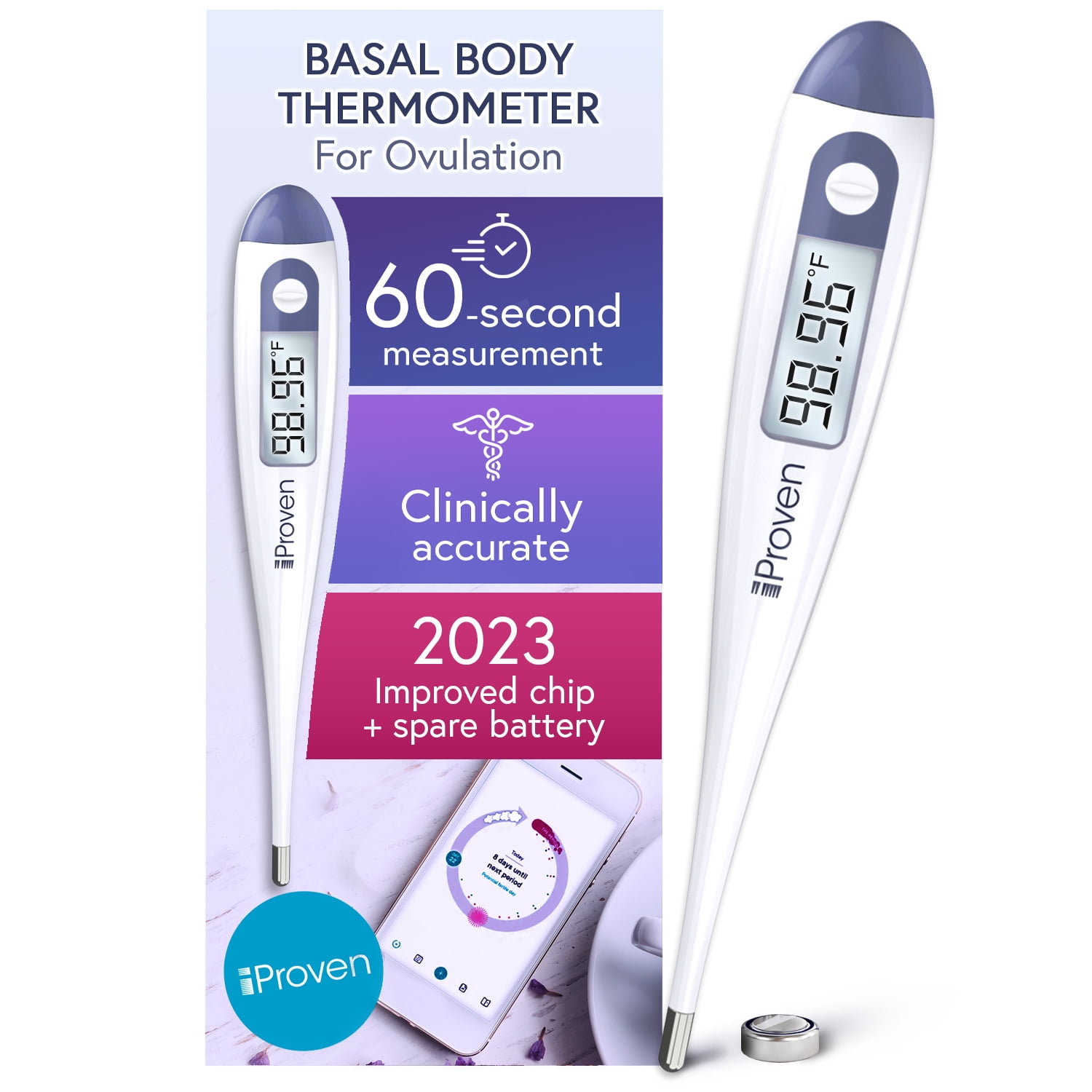 Ovy® Bluetooth thermomètre basal pour le contrôle du cycle I mesure de  l'ovulation pour calculer les jours fertiles (PFN) I contrôle de la  conception