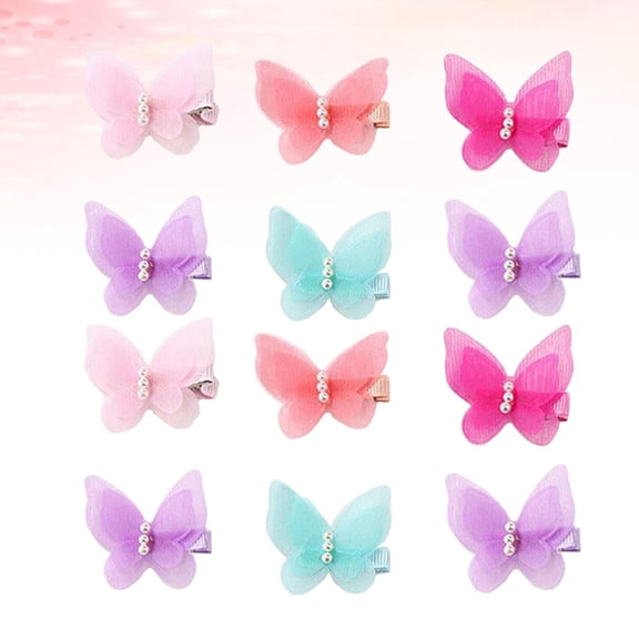 OULII 12PCS Assorted Color Bowknot Hair Clips for Decoration Made of Fabric Durable Hair Accessories