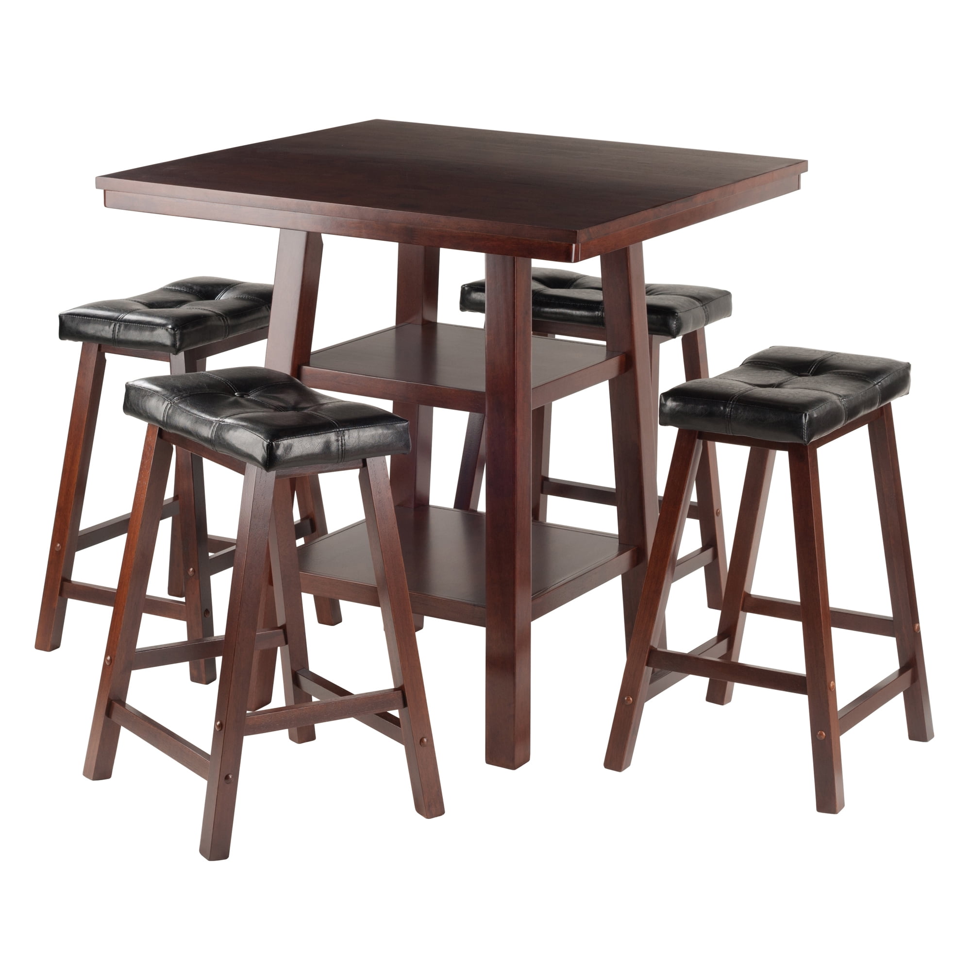 Winsome Kingsgate High/Pub Dining Table with Cushioned Saddle Stool 3-Piece