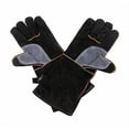 thumbnail image 1 of Guantes de soldadura de 16 "resistentes al calor Unibody cuero de vaca dividido BBQ Cooking Pack de 2 - guantes protectores de manos antideslizantes y resistentes al desgaste para hornear, 1 of 4