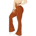 thumbnail image 2 of Goyoma Flare Leggings, Crossover Yoga Pants with Tummy Control, High-Waisted and Wide Leg,Coffee, 2 of 5