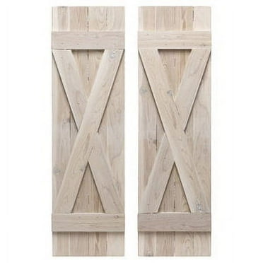 14 in. x 48 in. White X Board & Batten Exterior Shutters Pair