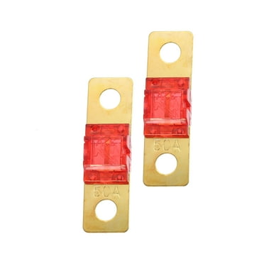 Unique Bargains 2pcs 50AMP 32V Bolt on AMI Fuse for Automotive Marine Audio Video System Red Gold Tone