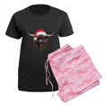 thumbnail image 5 of CafePress - Highland Cow Santa Hat Xmas Pajamas - Women's Short Sleeve Print T-Shirt and Pants Dark Cotton Pajama Set, 5 of 7