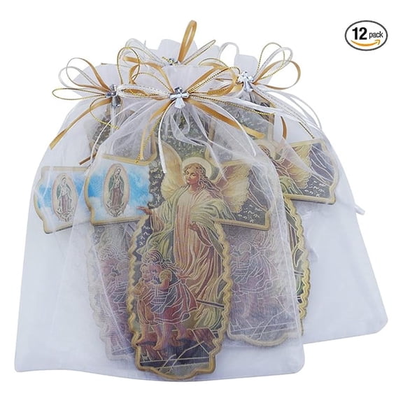 Angel Wall Cross in Decorated Organza Bag 12PCS Baptism Favor/Christening Favor/First Communion Favor