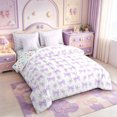 thumbnail image 2 of Manfei Cute Purple Bow Knot 7-Piece Twin Bedding,Cute Coquette Bowtie Bedding Comforter Set,Colorful Stars Reversible, 2 of 7