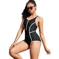 thumbnail image 1 of Beautyin Womens Training Swimwear with Front Zipper One Piece Swimsuit Athletic Racerback Bathing Suit with Pockets, 1 of 6