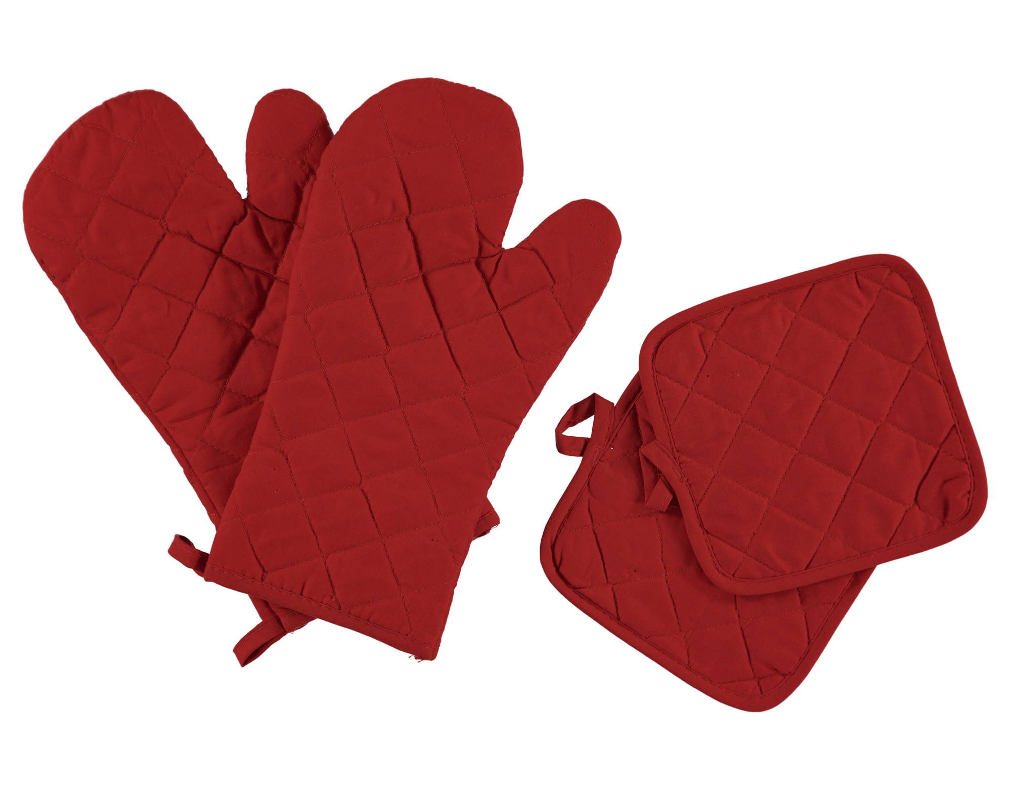 EZI Premium Two Oven Mits & Two Pot holders 4 Piece Set