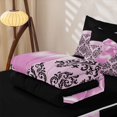 thumbnail image 5 of Homewish Fashion Women Bowtie Zipper Twin Comforter Sets with Fitted Sheet and 2 Pillowcases,Victorian Baroque Flower Zipper Bedding Set For Adults,Black Reversible,4-Piece, 5 of 7