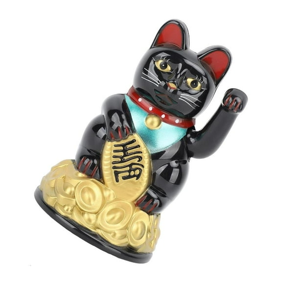 Ciwanning Artistic Plastic Lucky Cats Statue Motorized Moving Arm Cheerfully Home Desk Decoration For Feungshui Good Luck