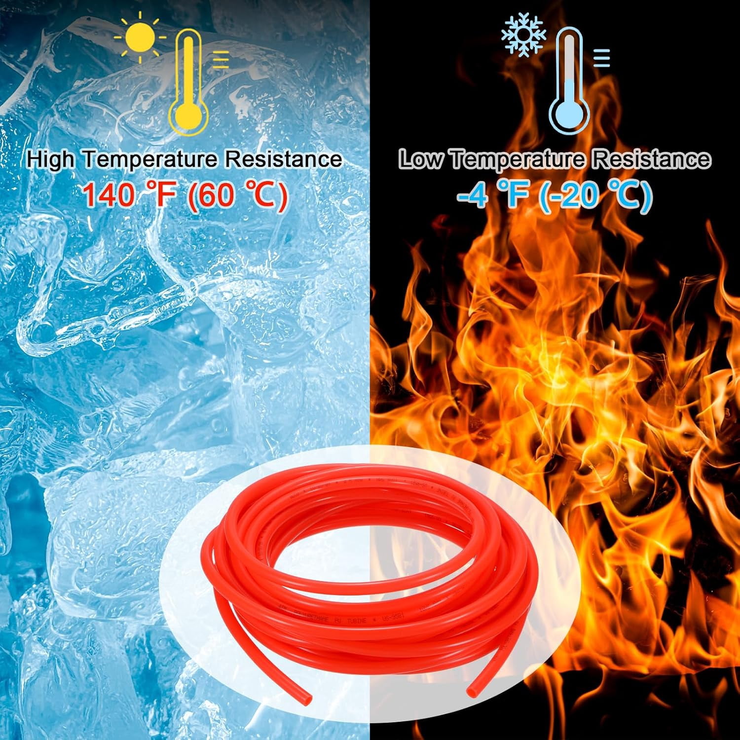 MKEUDQ-Pneumatic Tubing Pipe, 6.5mm(ID) x10mm(OD) PU Polyurethane Air Compressor Hose for Air Compressor Fitting/Gas/Fluid Transfer, Air Hose Line Tube [10M/32.8ft, Red]