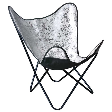 26HS Genuine Leather Butterfly Chair Folding Lounge Modern Sling Accent Seat