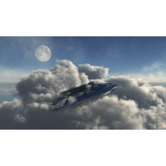 A UFO hiding in a dense cloud formation Canvas Art - Mark StevensonStocktrek Images (19 x 11)