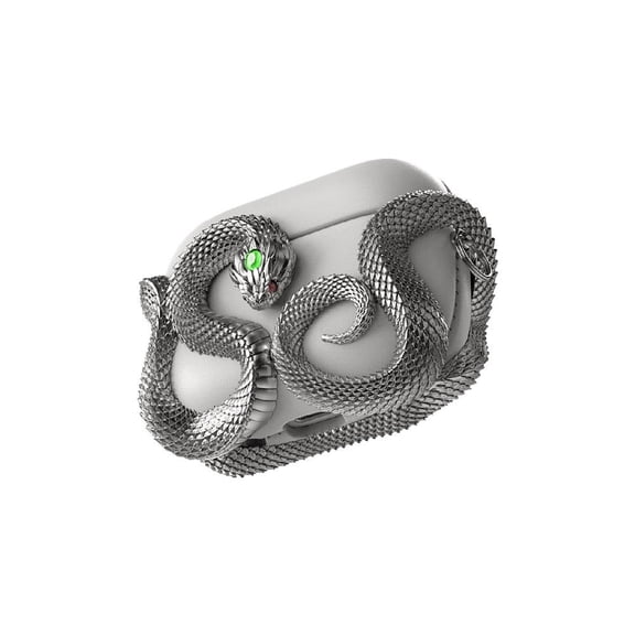 Metal Leather Case for AirPods Pro 3， High-Quality Protective Cover with Gemstone Inlays， Cool Design