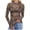 Coffee, variant on Womens Mesh Long Sleeve Tops Mock Neck See Through Tops Sexy Sheer Lace Style Tee Slim Fitted T-Shirts Party Clubwear Black M