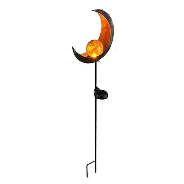 Lámpara de exterior Irfora Luces solares LED Fuego en forma de luna Luz LED de estaca para jardín Luces de paisaje al aire libre con energía solar a prueba de agua para camino Pasarela Césped Patio Irfora Lámpara de exterior