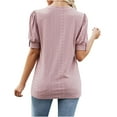 thumbnail image 5 of Dyegold Summer Tops for Women 2023, Womens Summer Tops Dressy Casual Solid Color Crochet Blouses Casual Flowy Shirts Tee Puff Sleeve V-Neck ​Tunic Tops, 5 of 5