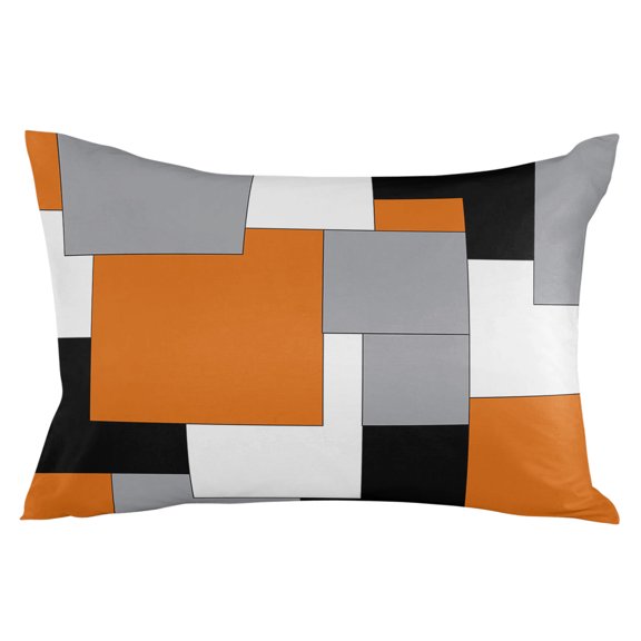 Orange Black Gray King Size Pillow Cover, Pillowcase Protectors with Zipper, Breathable Decorative Throw Pillow Case Cover, Pillow Shams for Couch Sofa 20x36Inch