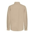 thumbnail image 5 of Fesfesfes Womens Yellow Tshirt Women Solid Color Lapel Casual Long-Sleeved Pocket Shirt Ladies Tops Free Size(US:4-10), 5 of 6
