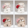 thumbnail image 3 of 11.8" Bunny Plush Stuffed Animal with Removable Red Rose Bouquet, Ultra-Soft Interactive Cuddly Rabbit Plushie Toy, Perfect Gift for Kids, Adults for Birthday, Valentine's Day Easter and Home Decor, 3 of 6