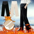 thumbnail image 4 of Odeerbi Maternity Pants Winter Chenille Velvet Wide Leg Pants Plus Velvet Leggings Wear Straight 2025 Casual Pants Beige, 4 of 4