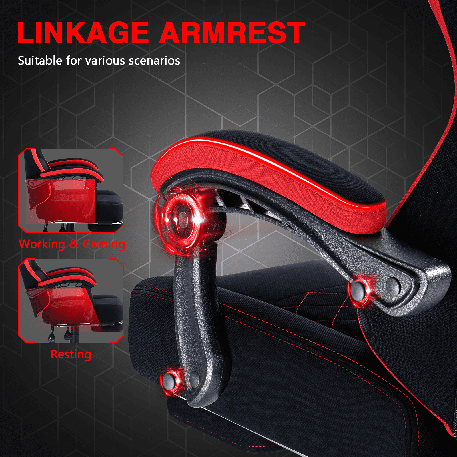 Waleaf Heavy Duty Gaming Chair with Footrest, Big and Tall Video Gaming Chair for Adults, Unique Lumbar Support and Linkage Armrest, Racing Style Game Chair