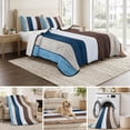 thumbnail image 6 of Queen Quilt Set 90''x96'', Blue Brown Farmhouse Lightweight Summer Bedspread Coverlet Set with 2 Pillow Shams, Vintage Retro Wooden Breathable All Season Quilt Bedding for Bedroom/Guest Room, 6 of 9