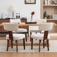 thumbnail image 2 of Set of 2 Modern Dining Chairs - Upholstered Linen Fabric, Curved Backrest, Uniform Hardwood Frame, Stylish Accent Side Chairs for Kitchen or Dining Room - Comfortable Seating - Off Brand, Linen, 2 of 8