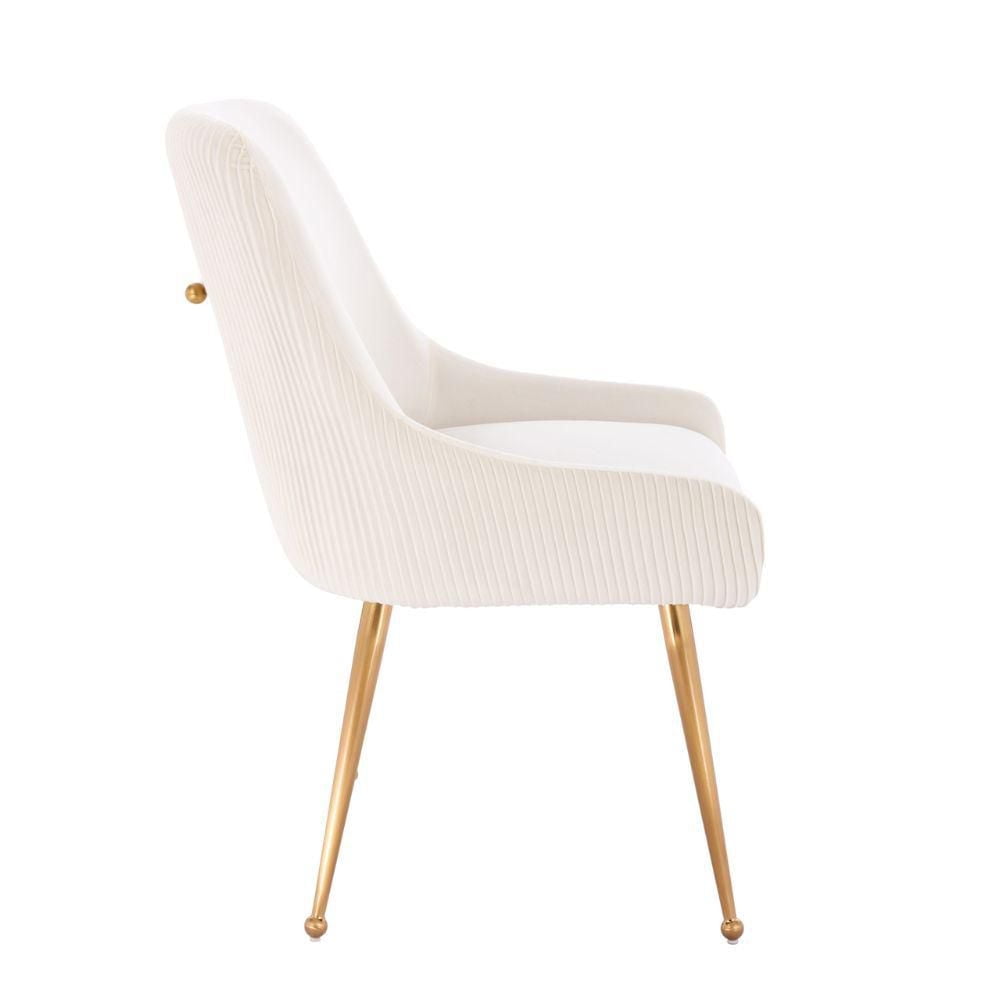 Henry III Dining Chair Set of 2 – Elegant Velvet Dining Accent Chairs with Comfortable Upholstery, Gold Legs, and Stylish Handle Detail on the Back