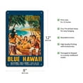thumbnail image 2 of Blue Hawaii - Starring Elvis Presley - Vintage Italian Film Movie Poster by Mauro Colizzi c.1961 - 8 x 12 inch Vintage Wood Art Sign, 2 of 4