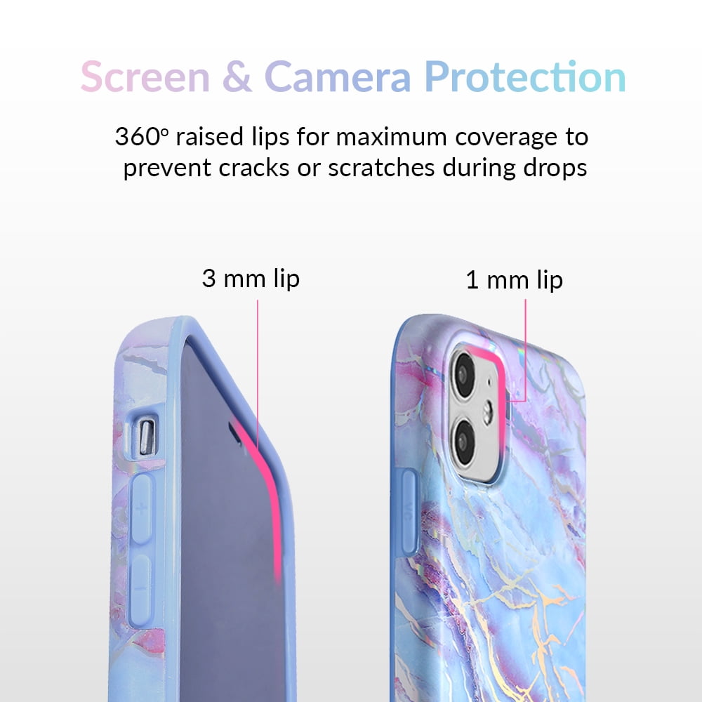 Velvet Caviar iPhone 11 Case - Cute Protective Phone Cases for Women - Iridescent Holographic Pink Blue Marble