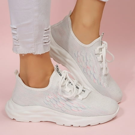 

XIAQUJ Fashion Spring and Summer Women Sports Shoes Thick Bottom Lightweight Mesh Breathable Lace up Comfortable and Simple Design Casual Style Women s Fashion Sneakers White 8(40)
