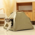 thumbnail image 3 of All-Season Covered Cat Bed, Cozy Pet Tent Cave with Soft Cushion for Indoor Cats, Washable Enclosed Sleeping House, 3 of 5