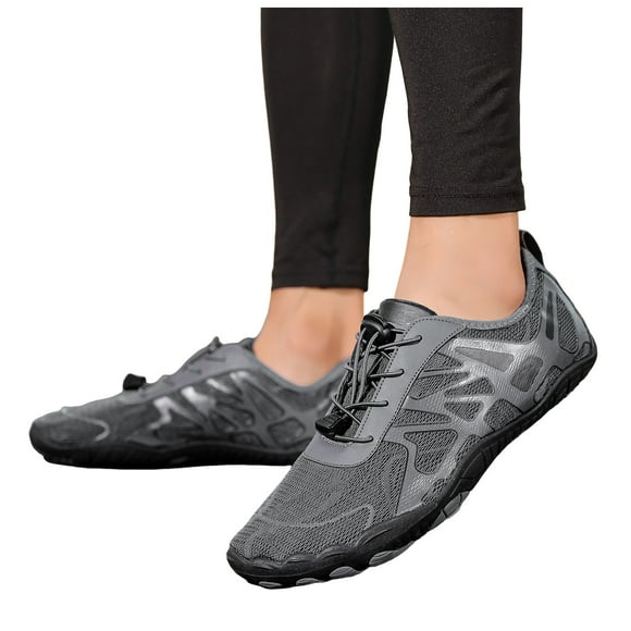 Barefoot Shoes for Women Mens QuickDry Water Shoes Lightweight Non Slip Athletic Hiking Shoes Breathable Slip On Sneakers Gray Size 7