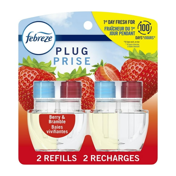 Febreze Plug In Air Freshener, Odor-Fighting Scented Oil Refill, Berry & Bramble, 2 Refills