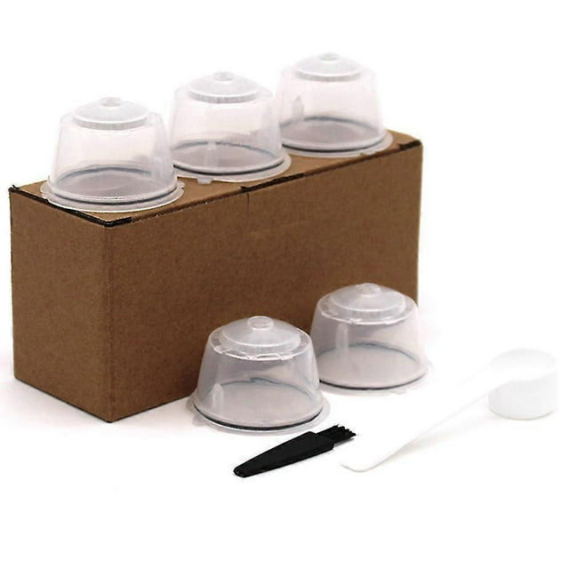 5pcs Reusable Nestle For Coffee Capsule Filter Cup Refillable Filter Basket Caps Reusable Spoon Bru