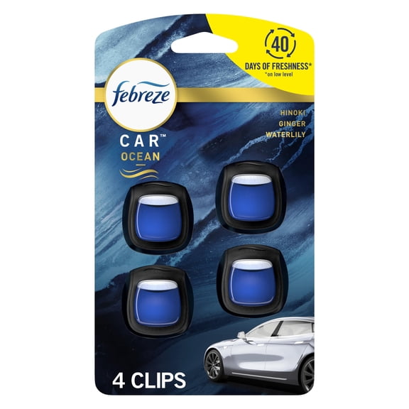 Ambientador Febreze con clip para ventilación de coche con aroma a océano, paquete de 4