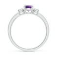 thumbnail image 2 of ANGARA Natural Classic Amethyst and Diamond Three Stone Engagement Ring in 925 Sterling Silver for Women (Size-5mm) | February Birthstone, Anniversary, Jewelry Gift for Women | Natural Amethyst Ring, 2 of 9