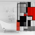 thumbnail image 4 of Extra Long Shower Curtain 72x84 Inch, Black Red Geometric Shower Curtain Waterproof Bathroom Decor Red White Abstract Art Modern Fabric Bath Curtain Set Accessories with Hooks, 4 of 6