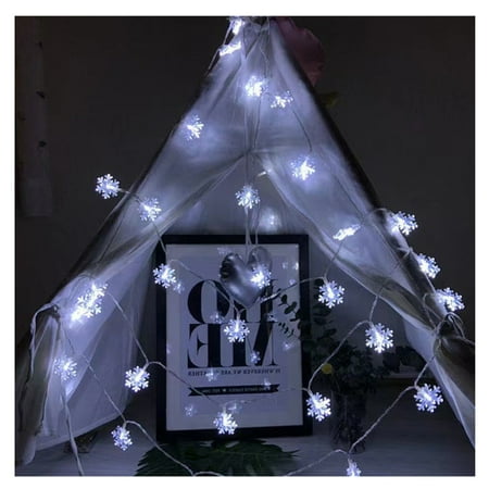 

Christmas Lights Set LED Snowflake Pendants Lights Battery Powered Xmas Party Decor Supplies Battery Zhengbai 3 Meters 20 Lights