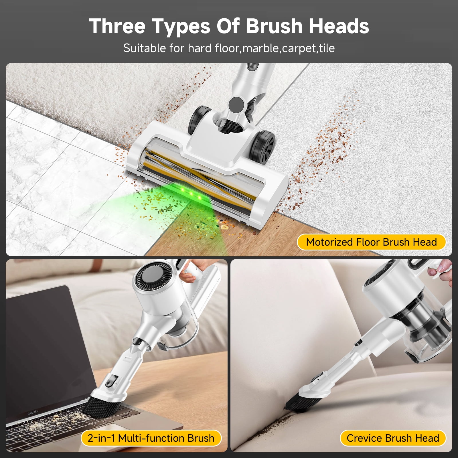 Yoomi Cordless Vacuum Cleaner, 8 in 1 Lightweight Handheld&Stick Vacuum for Home Hard Floor Carpet Pet Hair