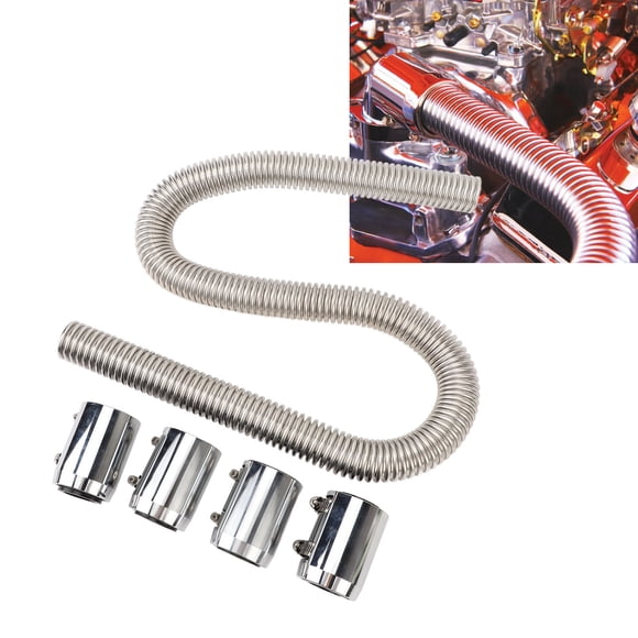 Flexible Radiator Hose Kit Universal Stainless Steel Heat Coolant Water Set with 4 Caps for Enhanced Engine Cooling and Dissipation