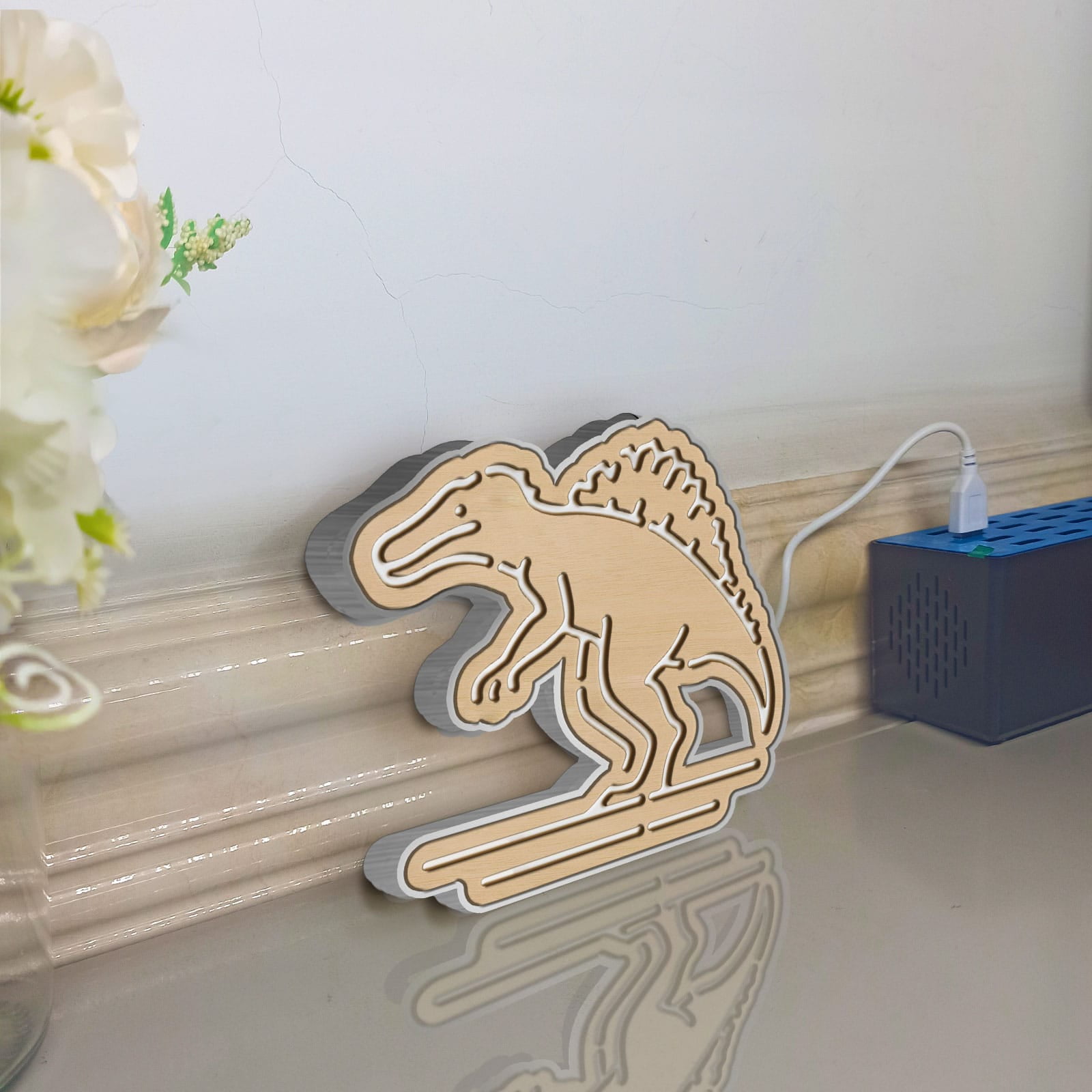Dinosaur Led Light Box, Dimmable Neon-Like Light Signs USB Power for Wall Decor Bedroom Decoration, Static Light (WxH) 11"x10"
