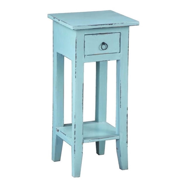 Sunset Trading Cottage Narrow Wood Side Table in Beach Blue/Antique Iron