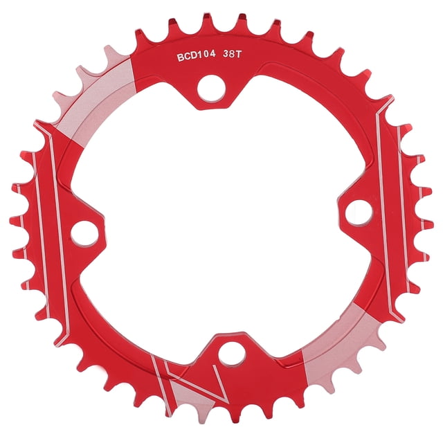 Plato de bicicleta de montaña de aleación de aluminio de 38T, estrecho y ancho, para BCD de 104 mm, rojo, actualización de una sola velocidad